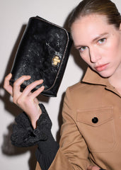Black Leather Clutch + Crossbody Bag meandem