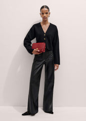 Red Leather Croc Print Clutch 2-in-1 Bag meandem