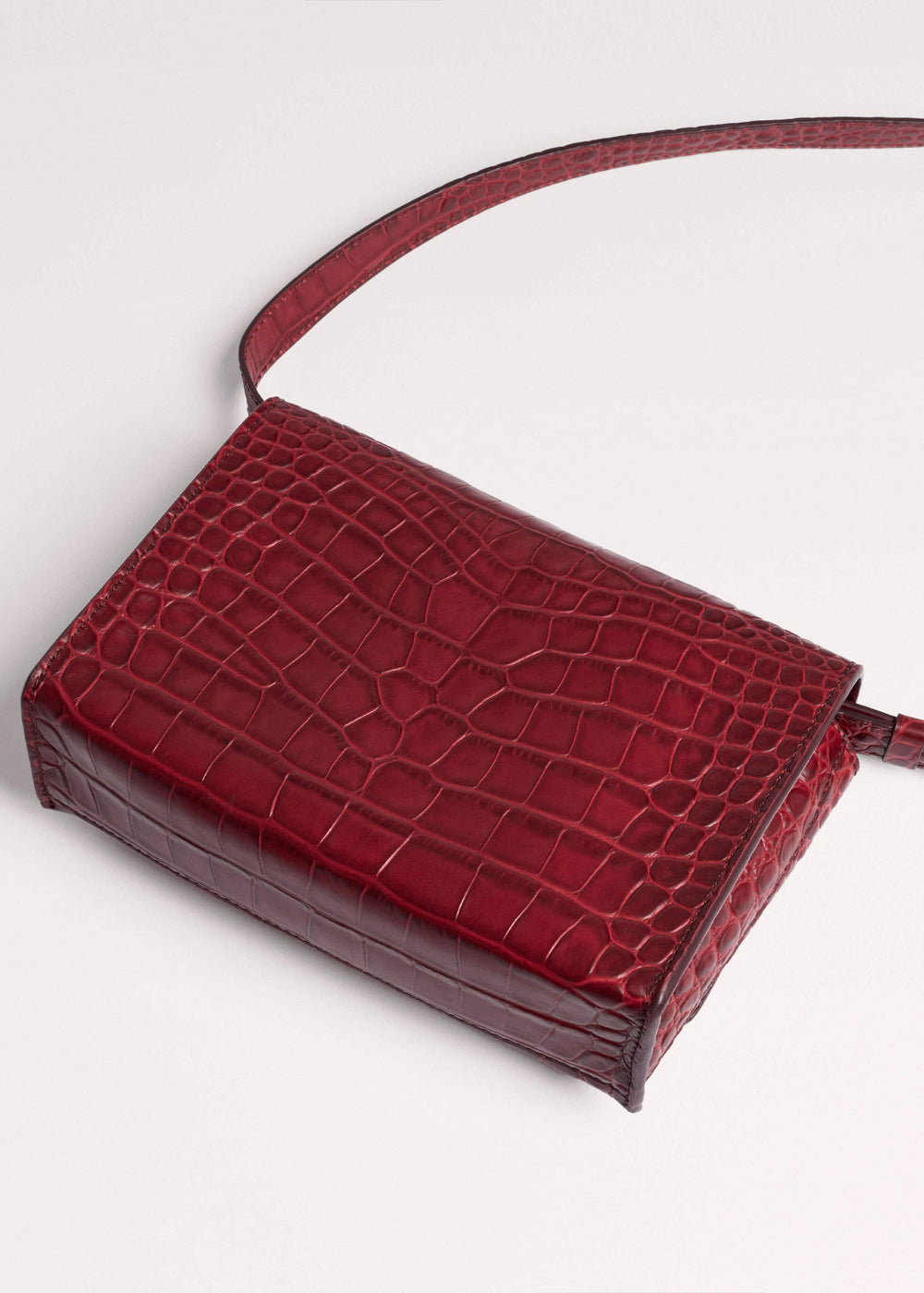Red Leather Croc Print Clutch 2-in-1 Bag meandem