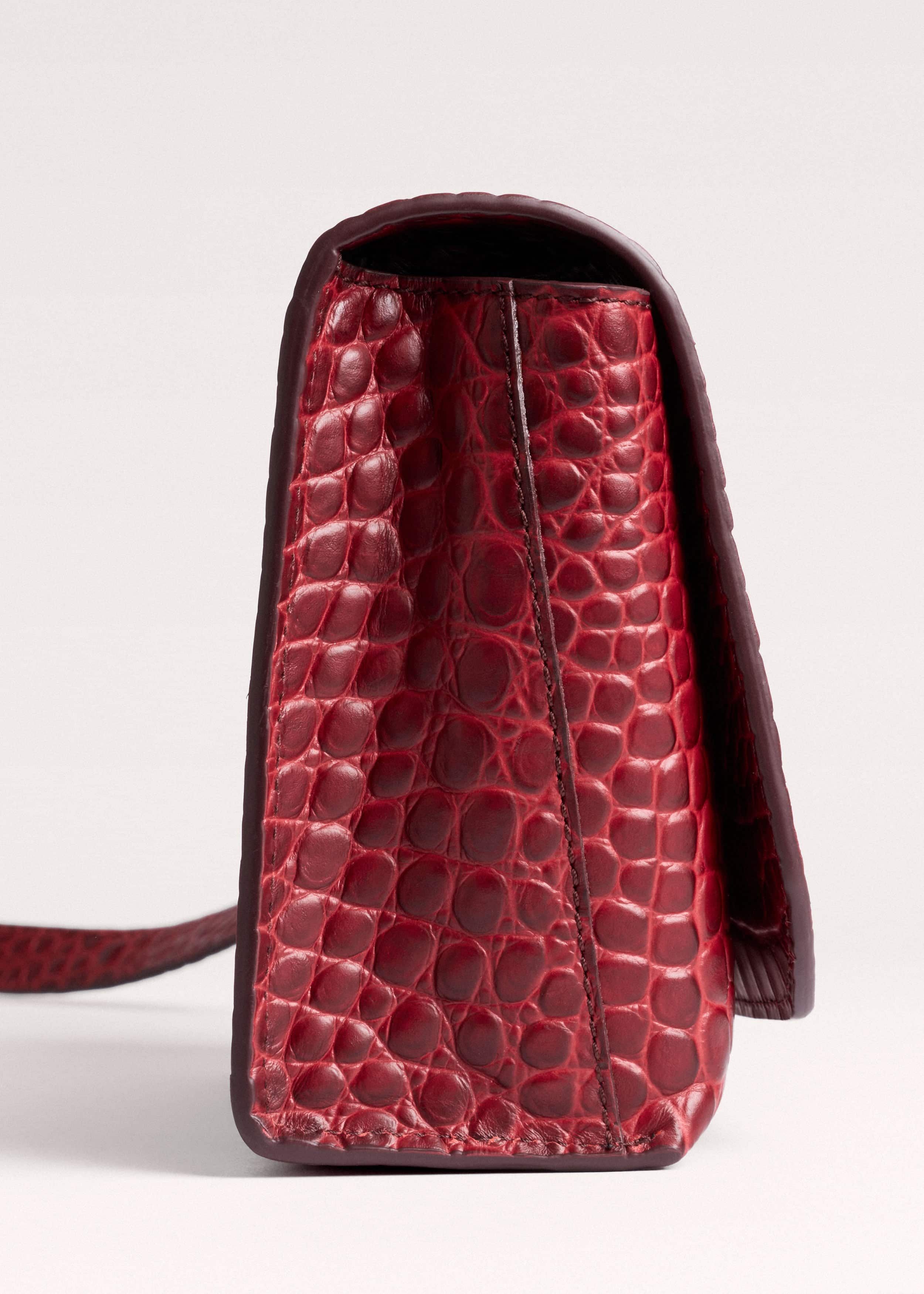 Red Leather Croc Print Clutch 2-in-1 Bag meandem