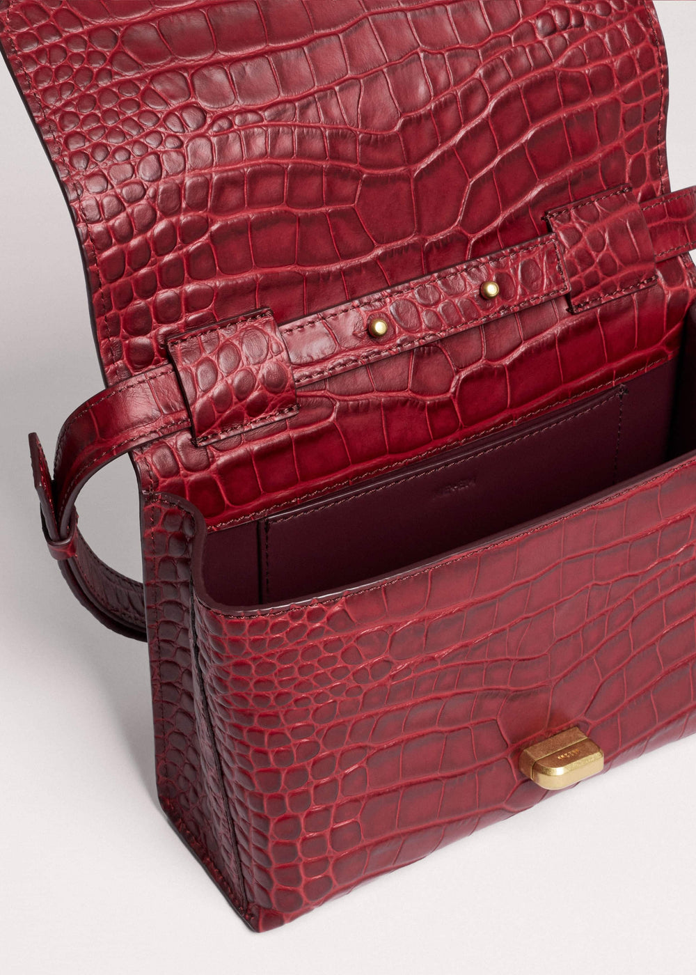 Red Leather Croc Print Clutch 2-in-1 Bag meandem