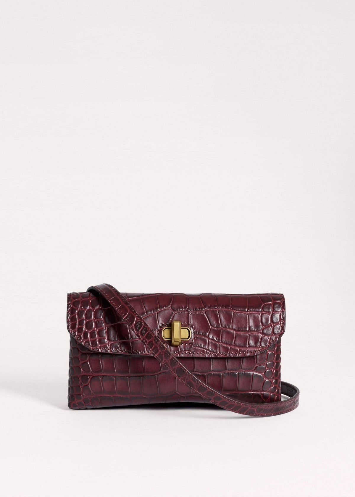 Red Red Leather Croc Print Small Pouch meandem