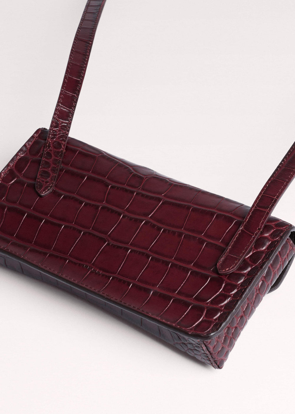 Red Red Leather Croc Print Small Pouch meandem