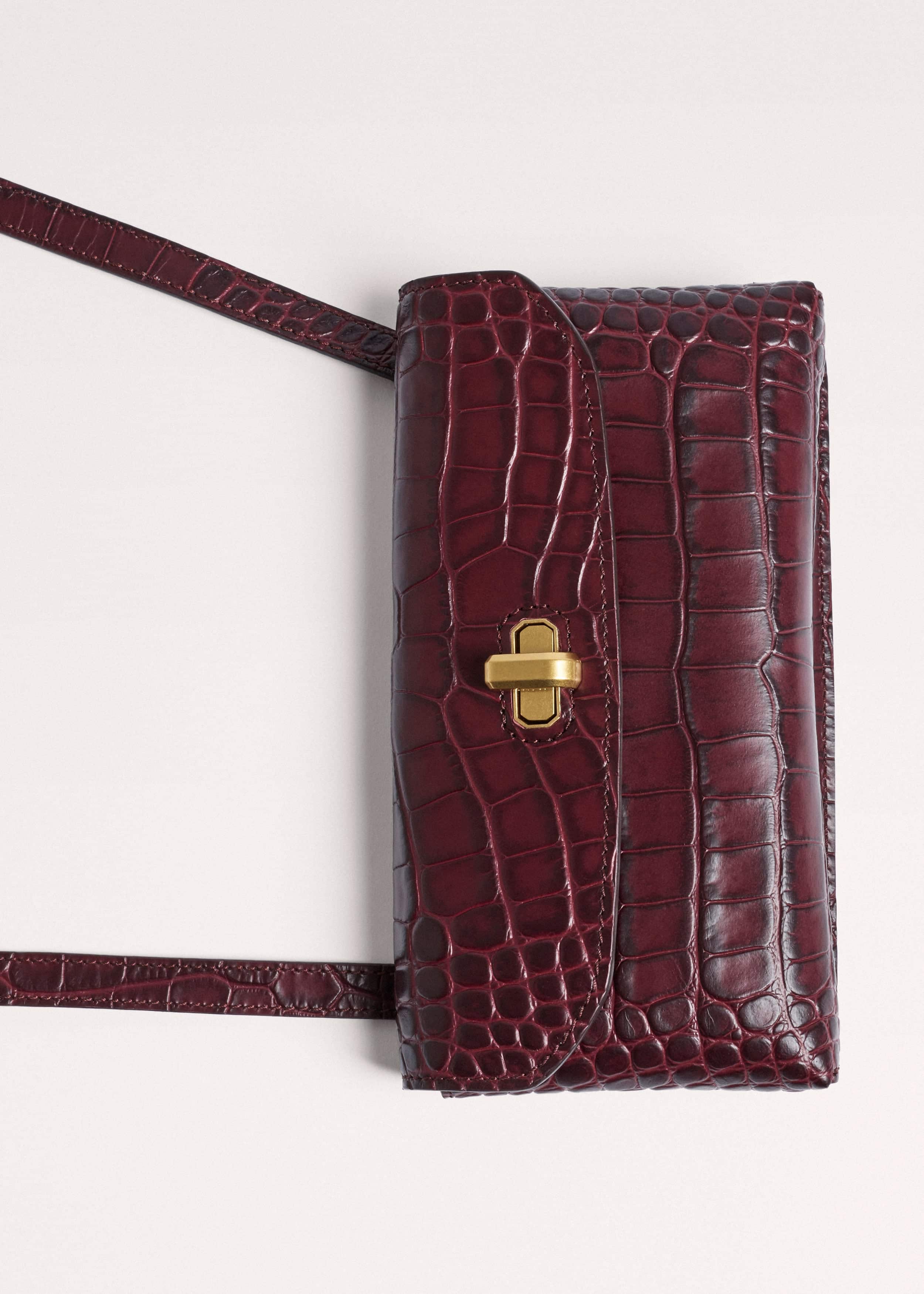 Red Red Leather Croc Print Small Pouch meandem