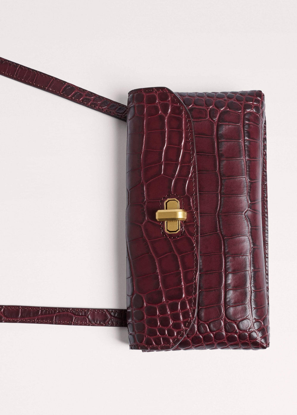 Red Red Leather Croc Print Small Pouch meandem