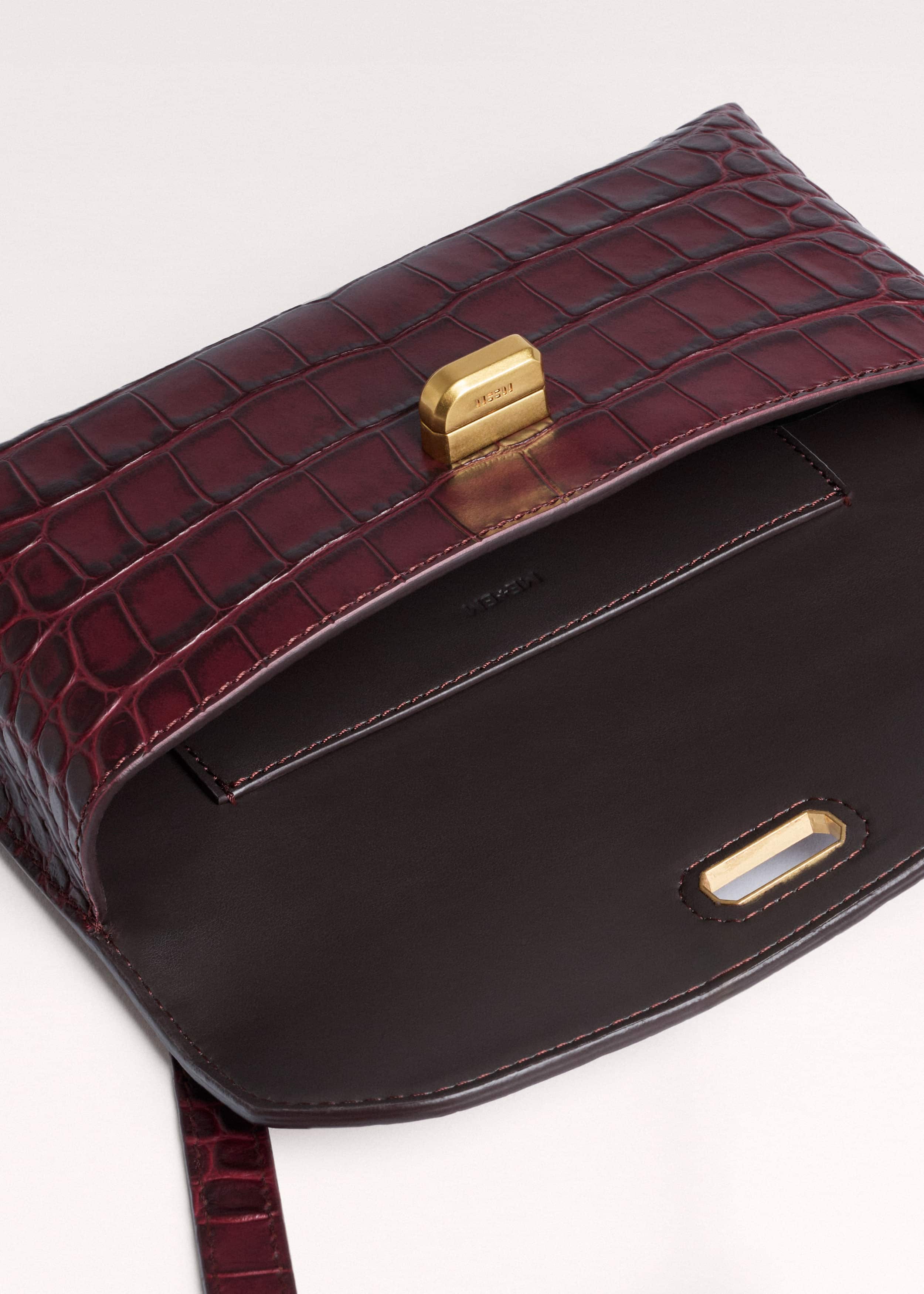 Red Red Leather Croc Print Small Pouch meandem