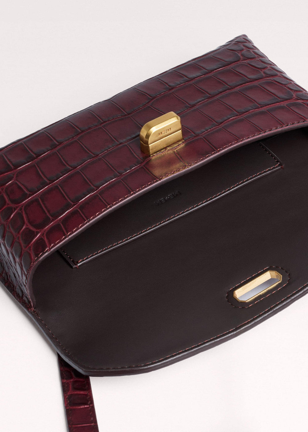 Red Red Leather Croc Print Small Pouch meandem