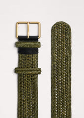 Olive Green Raffia Wide Summer Belt meandem