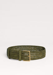 Olive Green Raffia Wide Summer Belt meandem