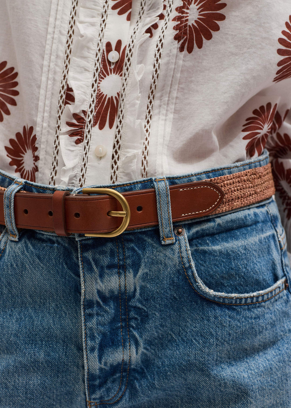 Pink Raffia Summer Belt meandem