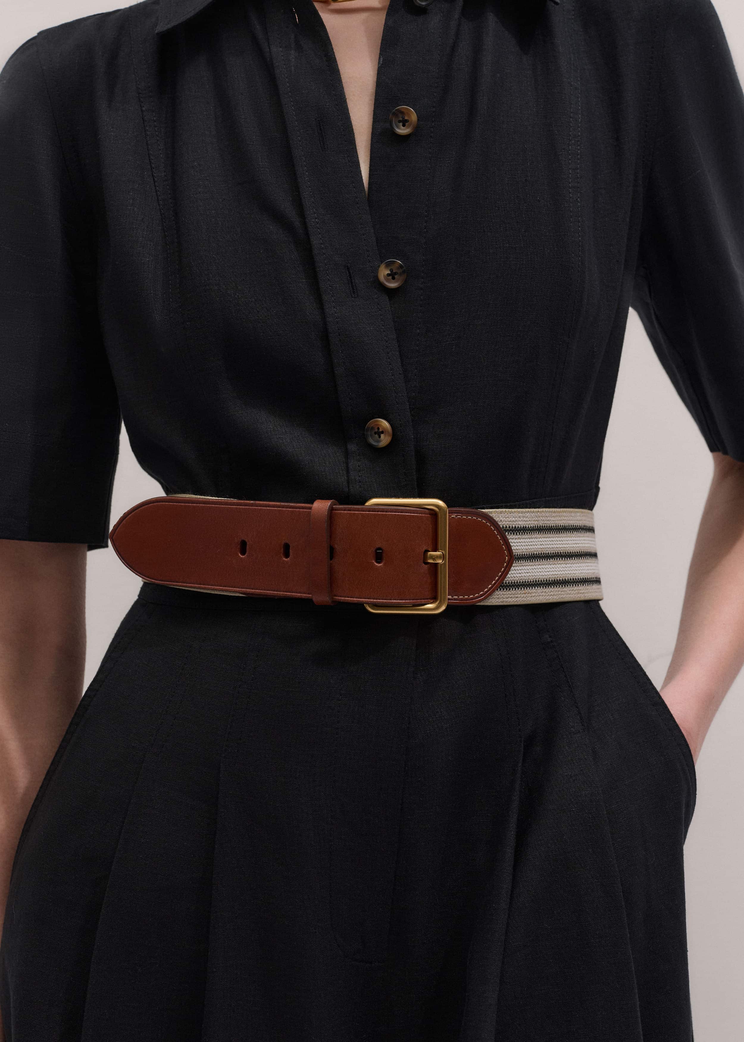 Cream Wide Elastic Belt meandem