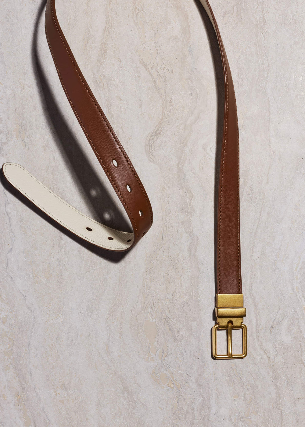 Dark Brown Buttercream Reversible Belt meandem