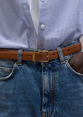 Dark Brown Buttercream Reversible Belt meandem