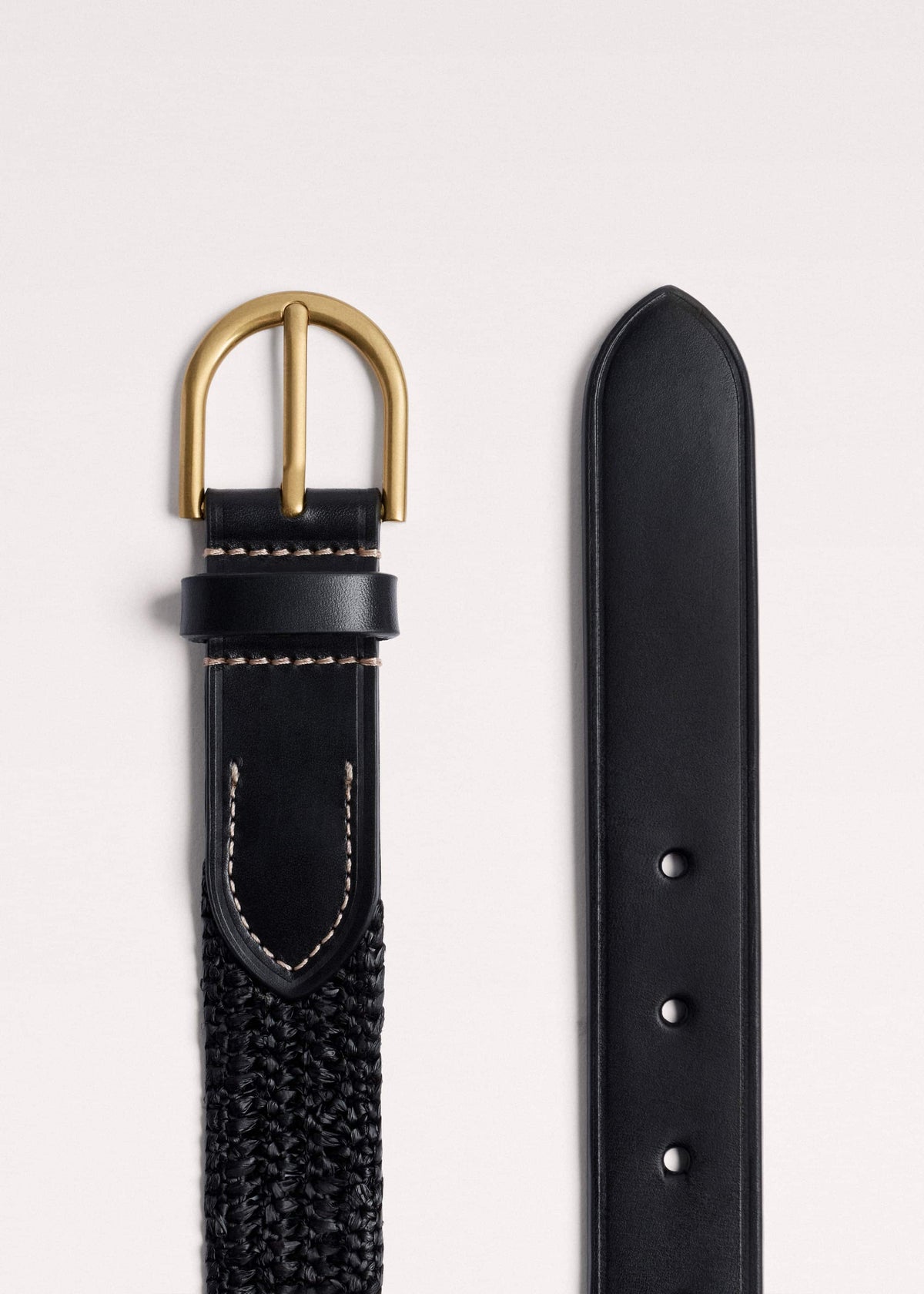 Black Round Raffia Summer Belt meandem