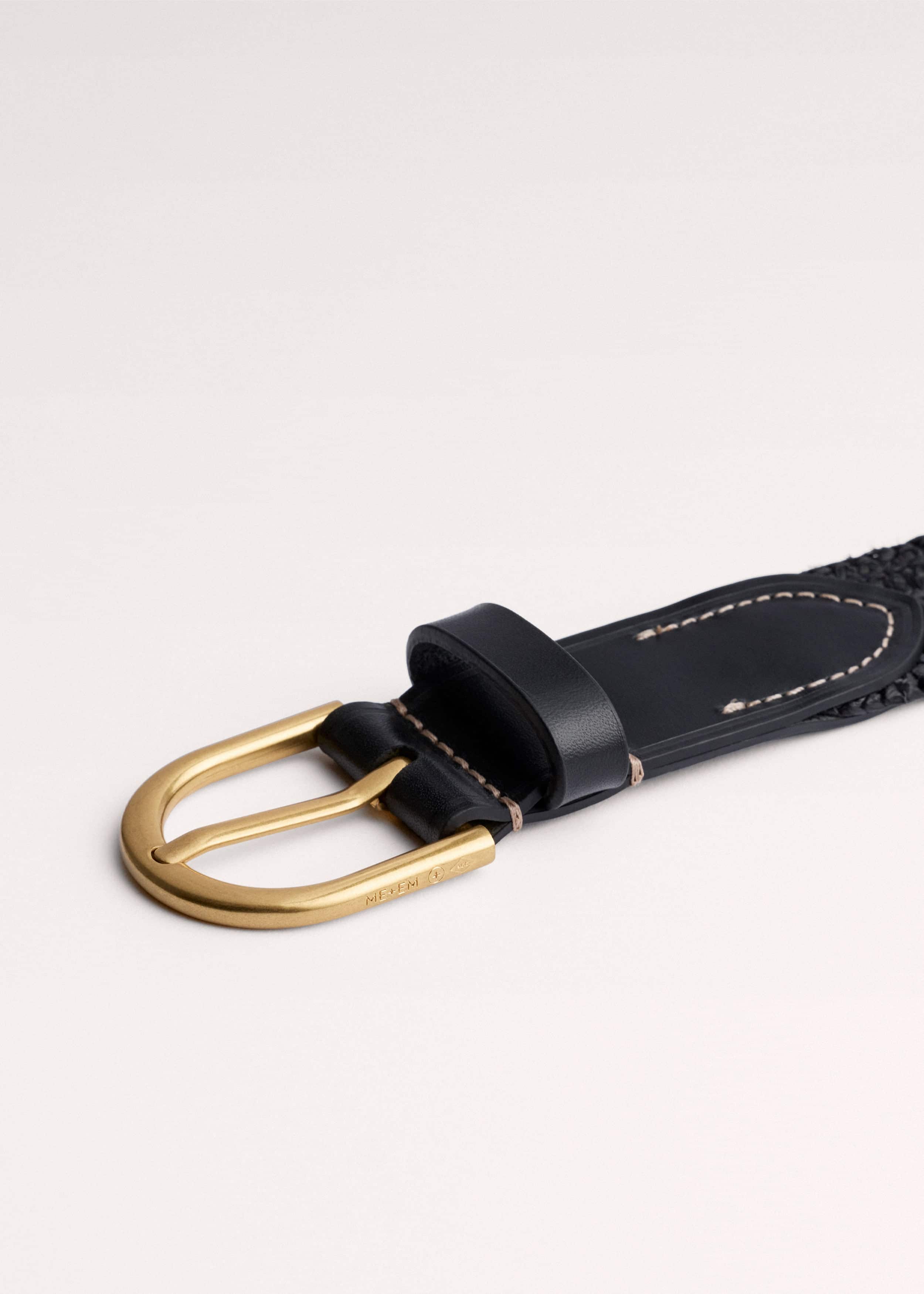 Black Round Raffia Summer Belt meandem