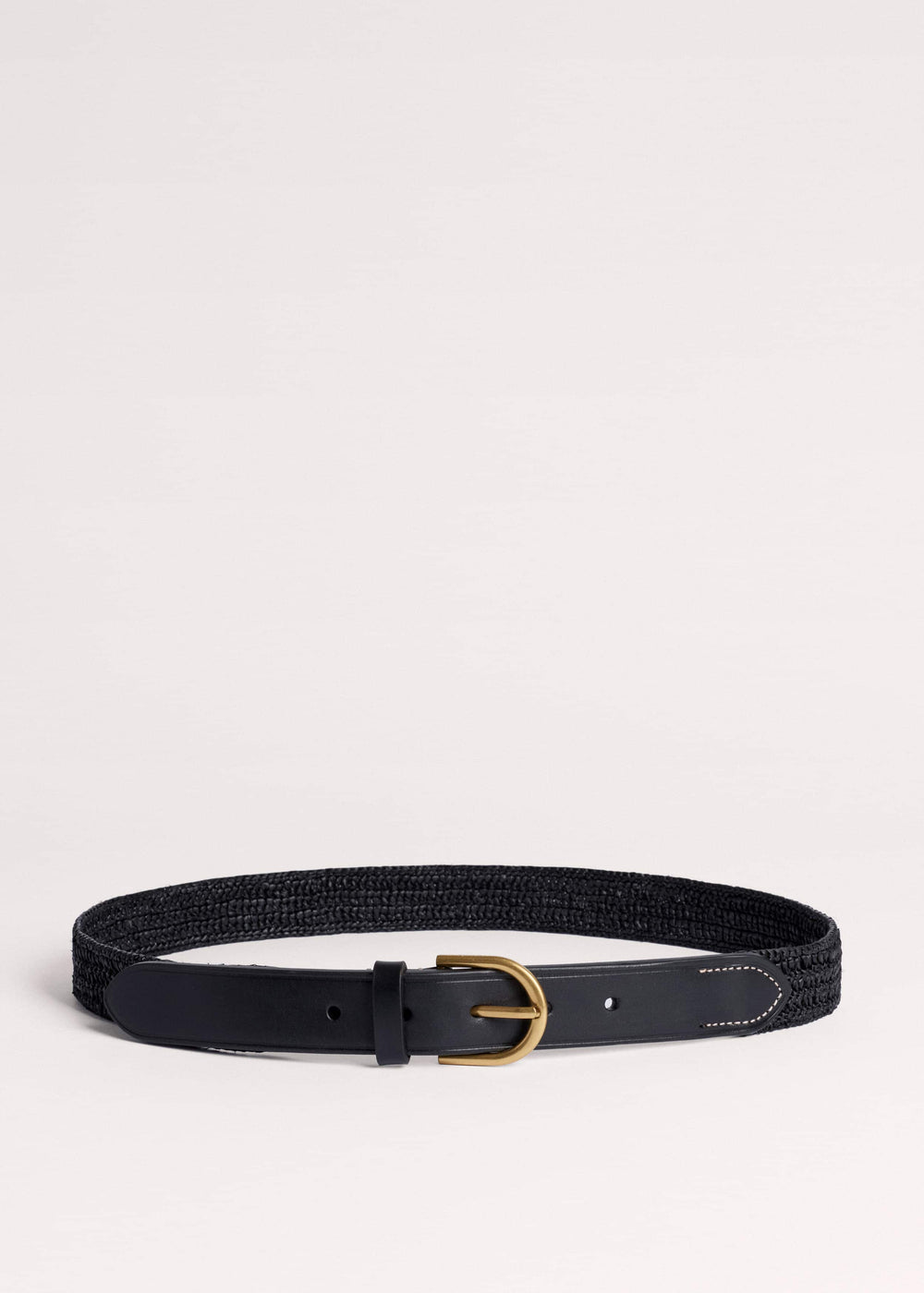 Black Round Raffia Summer Belt meandem