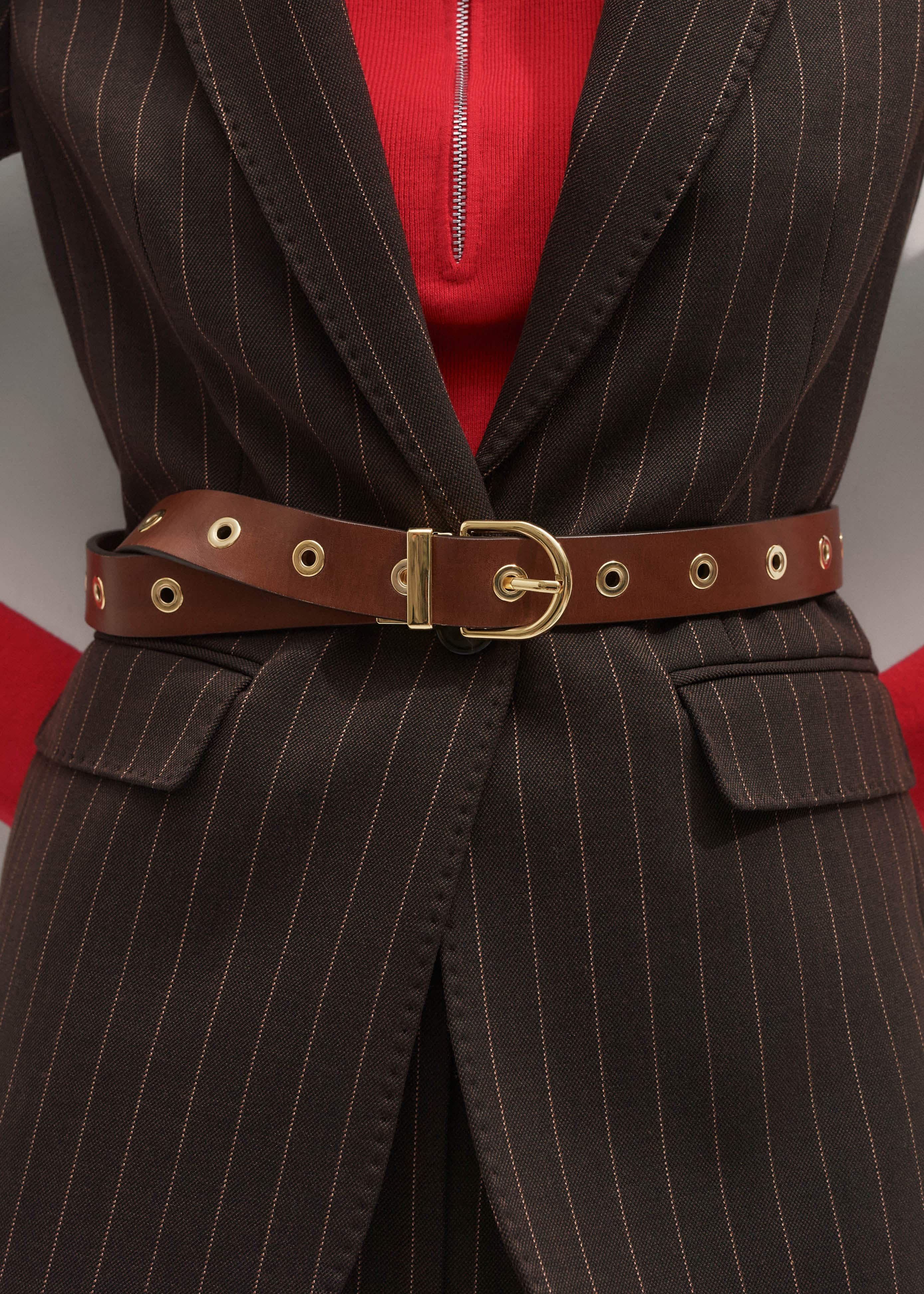 Brown Eyelet Reversible Belt meandem