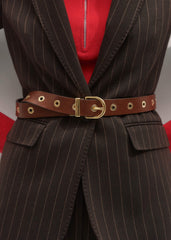 Brown Eyelet Reversible Belt meandem