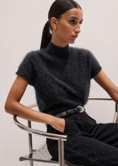 Black Faux Pearl Buckle Belt meandem