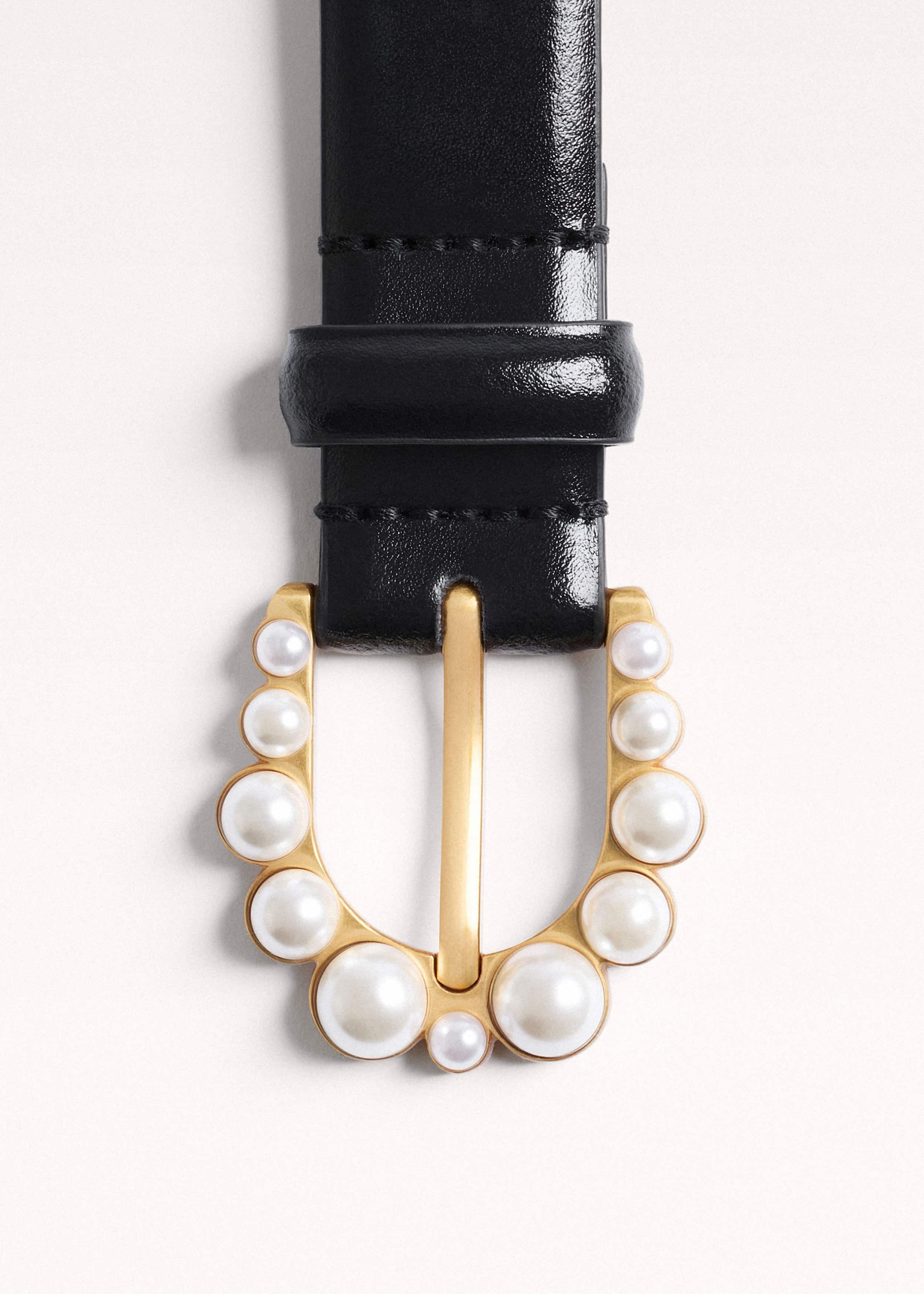 Black Faux Pearl Buckle Belt meandem