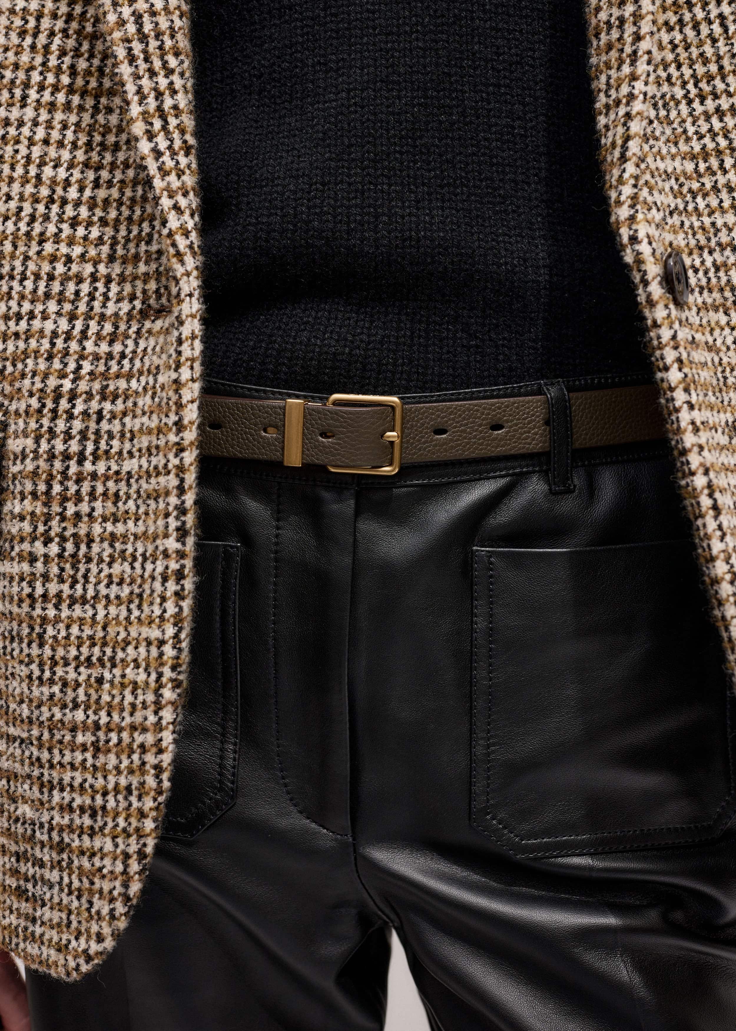 Olive Green Leather Reversible Belt meandem