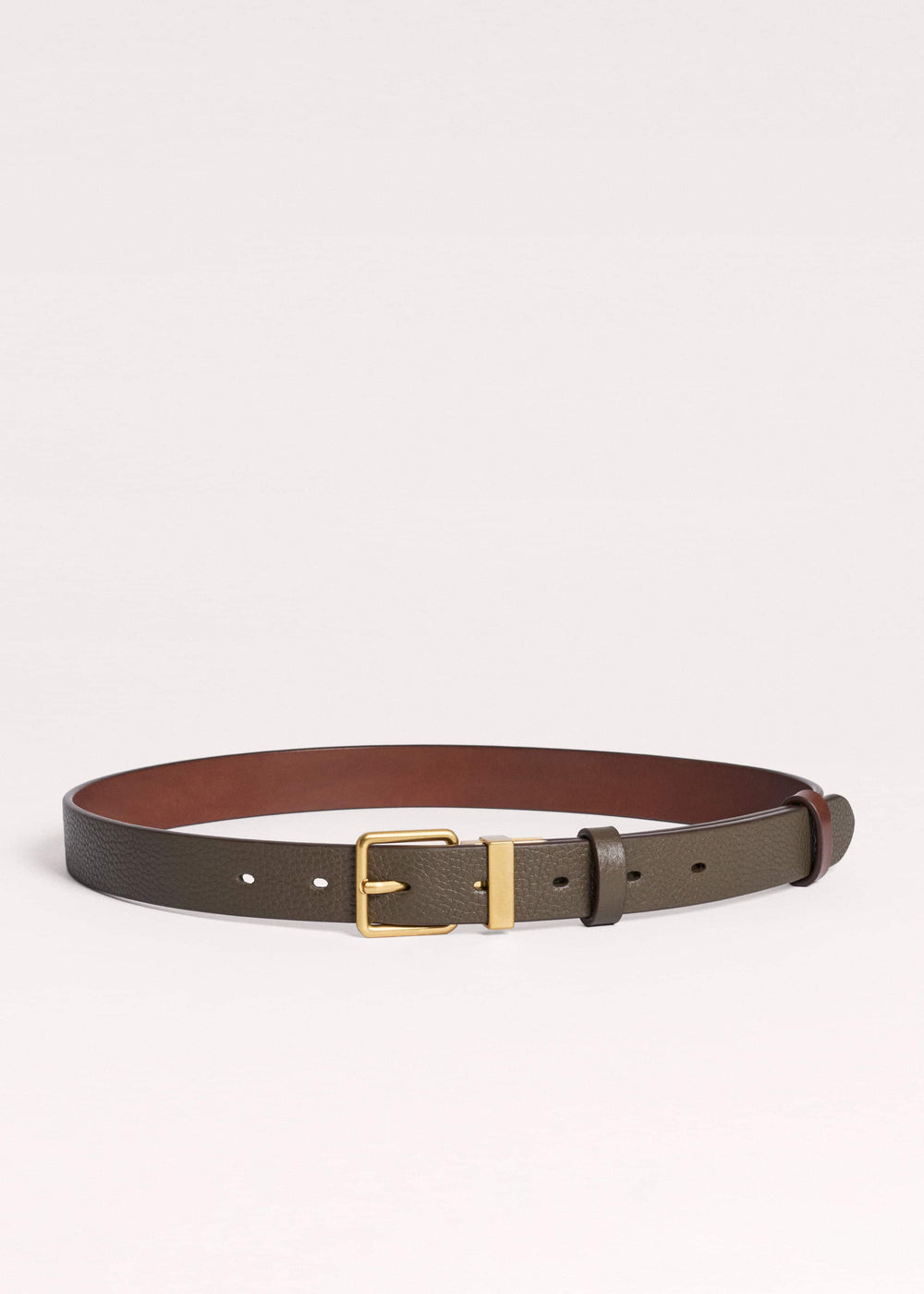 Olive Green Leather Reversible Belt meandem