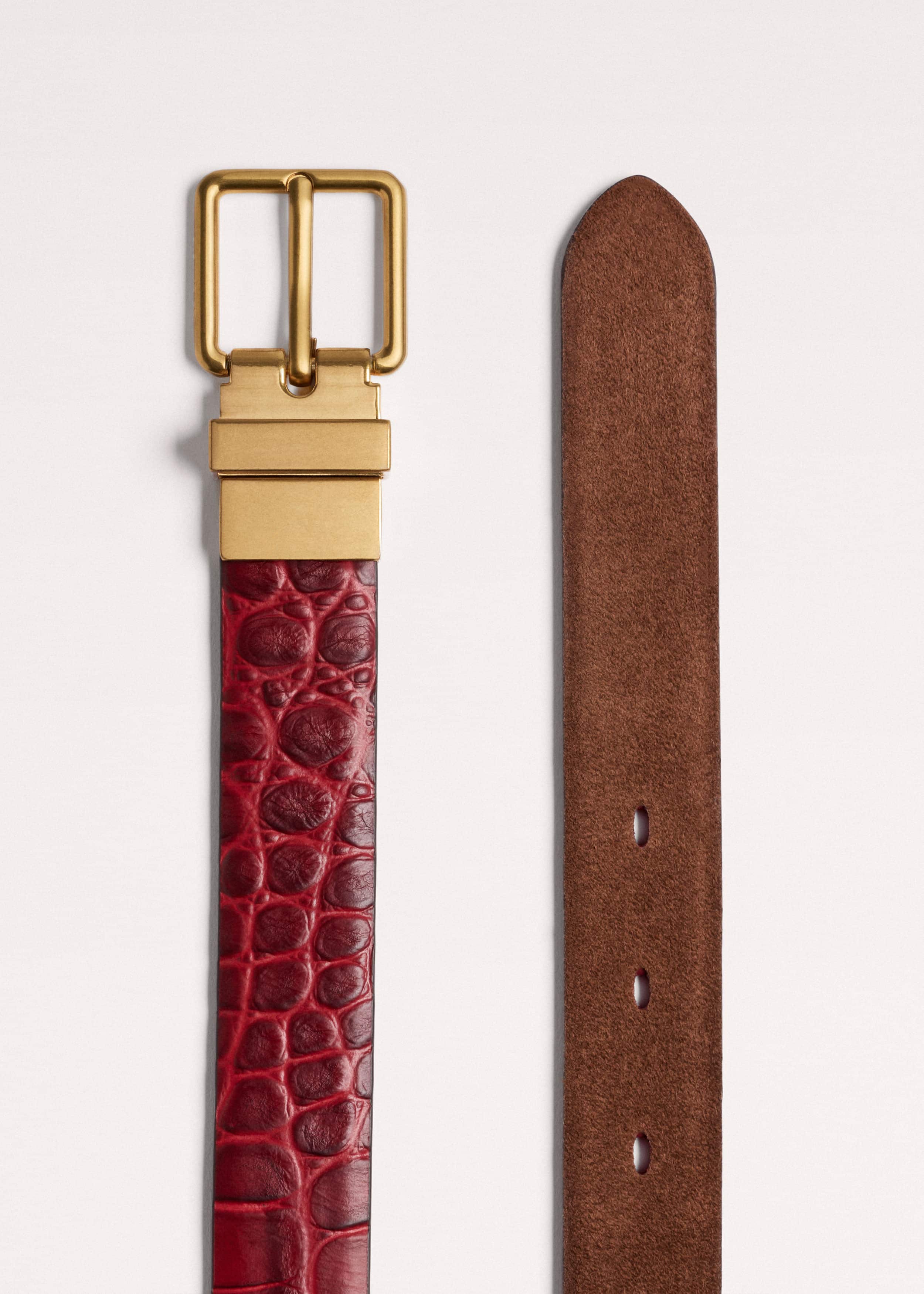 Red Italian Croc Print Reversible Belt meandem