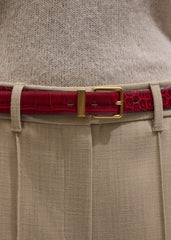 Red Italian Croc Print Reversible Belt meandem