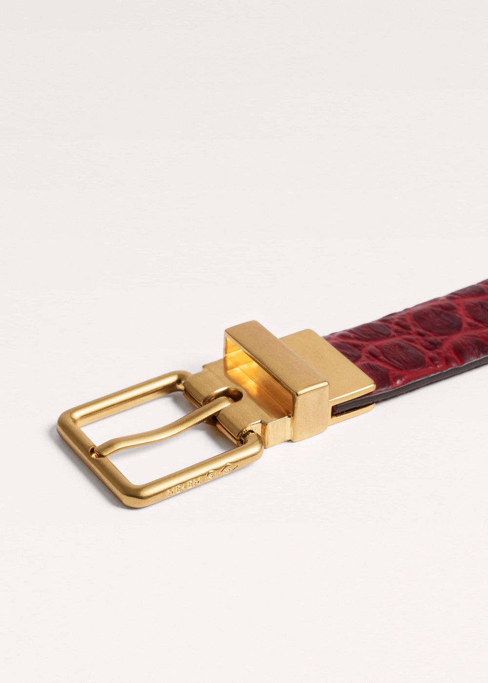 Red Italian Croc Print Reversible Belt meandem