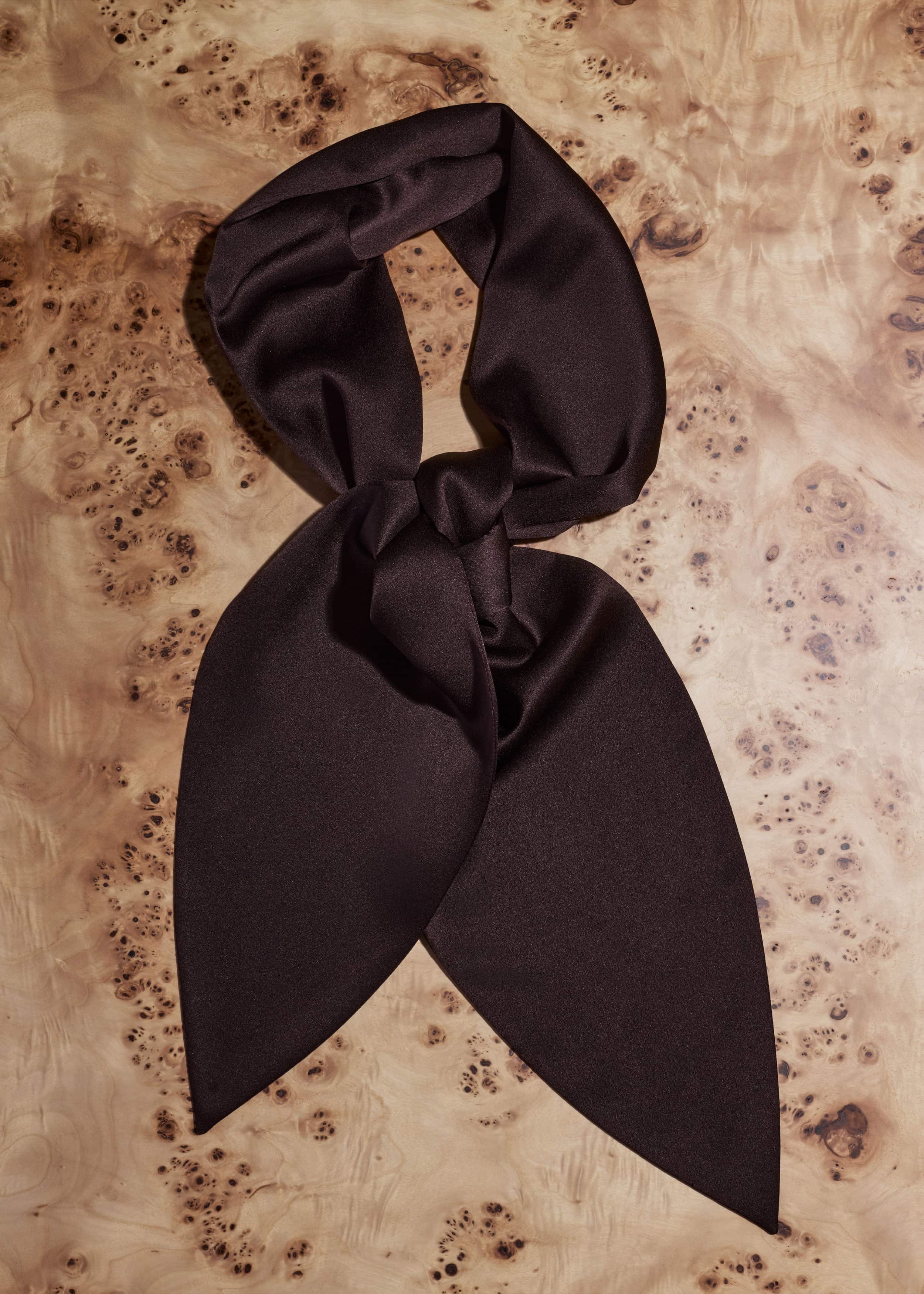 Brown Silk Satin Evening Scarf meandem