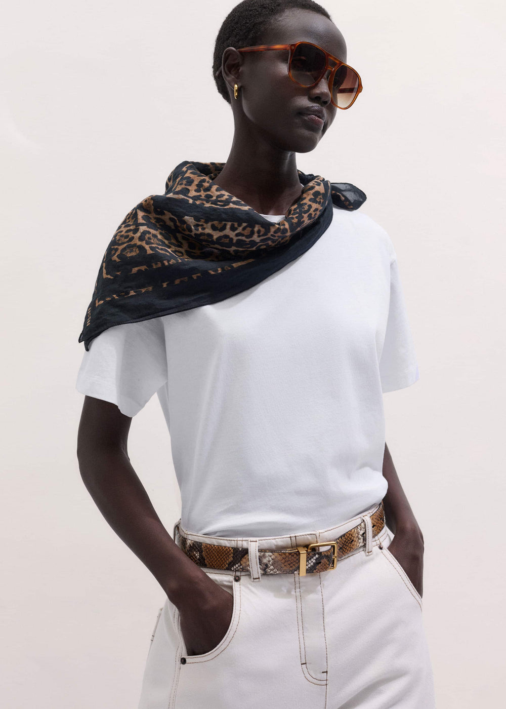 Brown Leopard Border Scarf meandem
