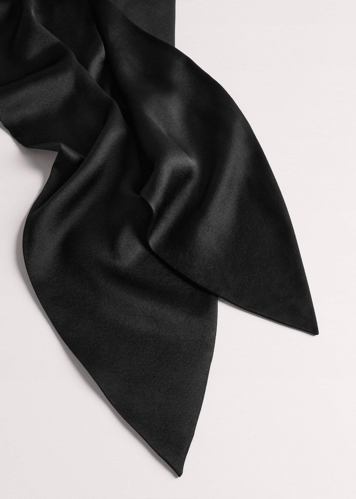 Black Silk Satin Evening Scarf meandem