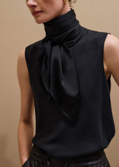 Black Silk Satin Evening Scarf meandem