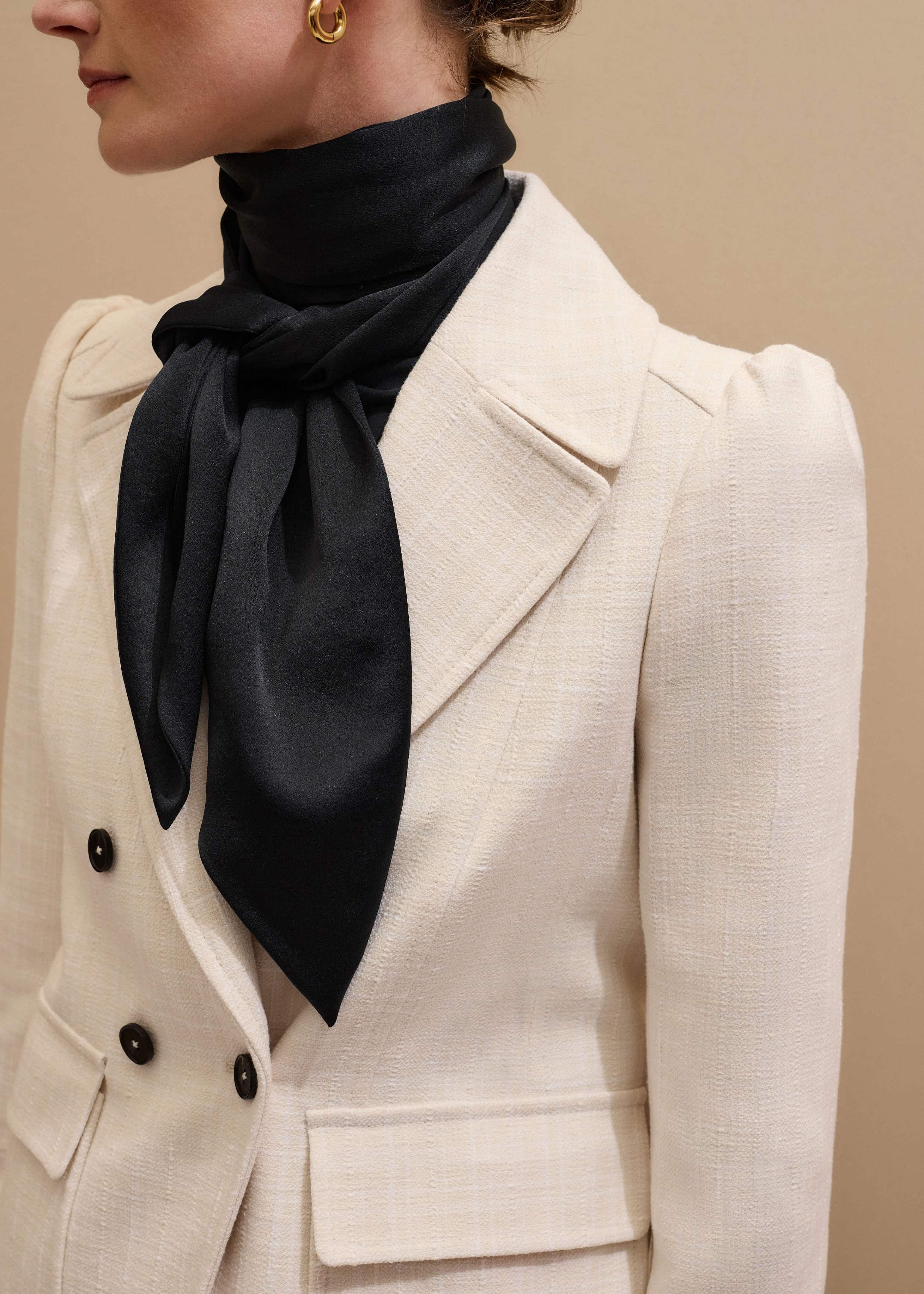 Black Silk Satin Evening Scarf meandem