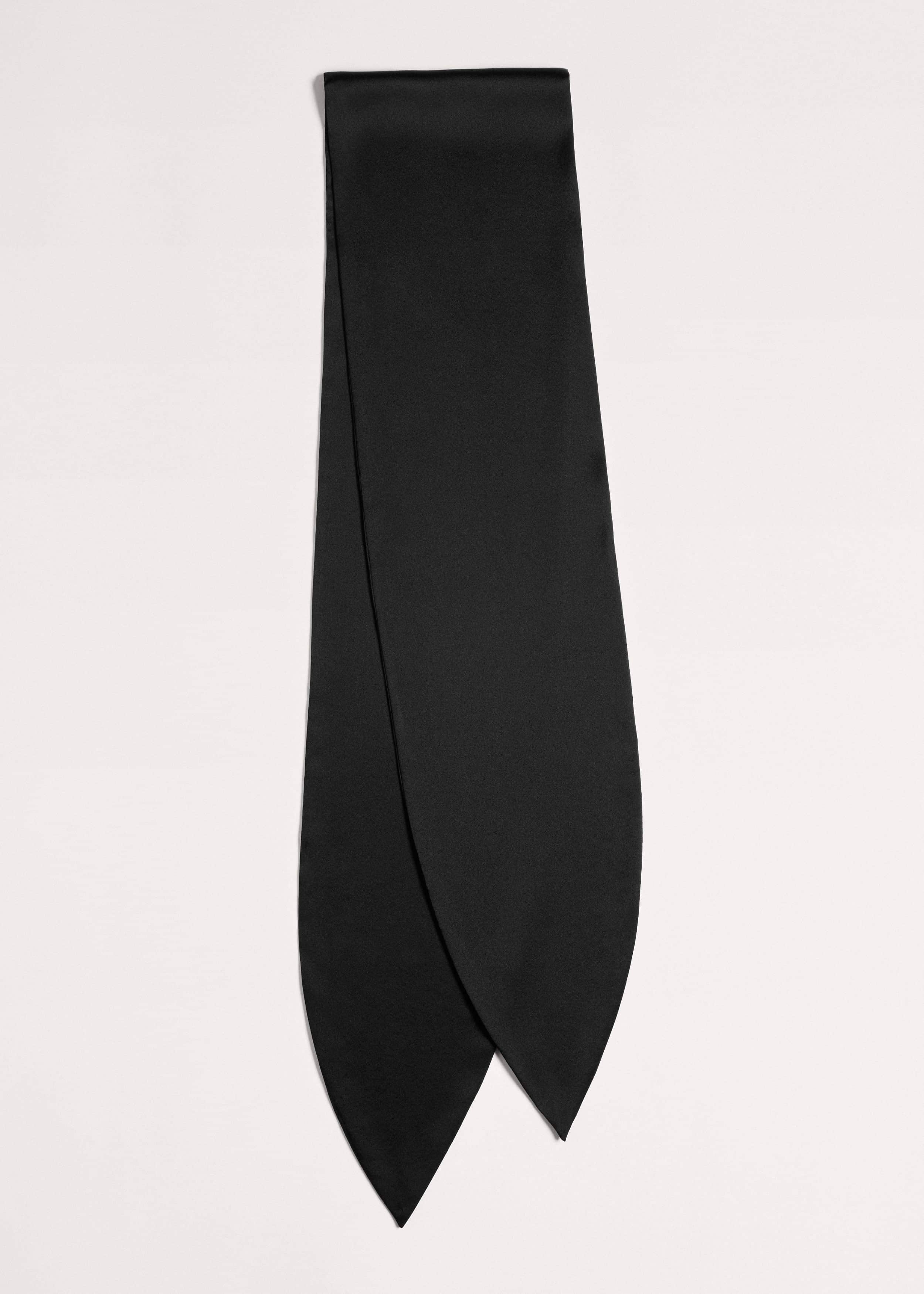 Black Silk Satin Evening Scarf meandem