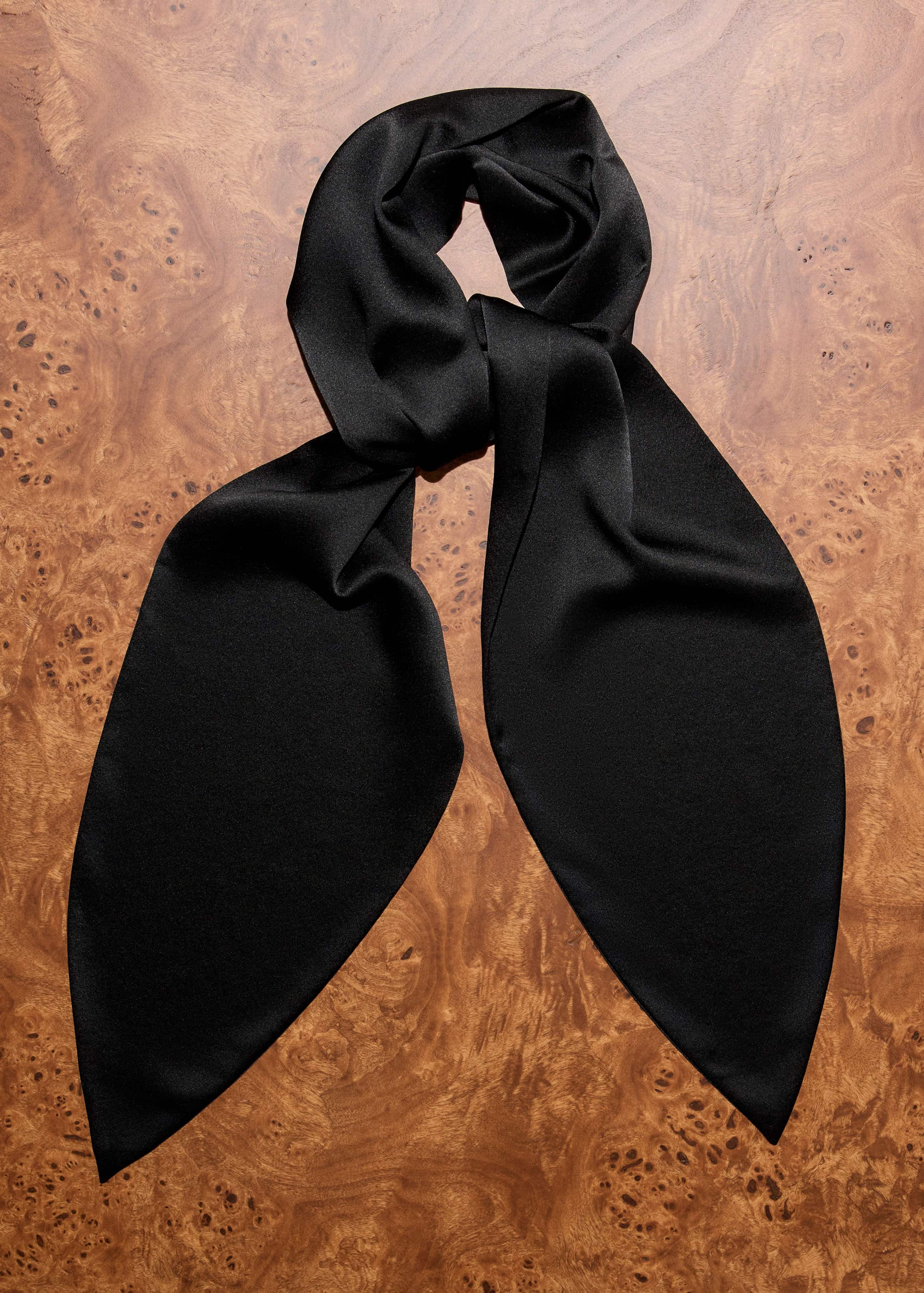 Black Silk Satin Evening Scarf meandem