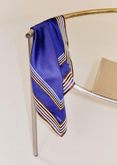 Blue Striped Silk Multi-Border Scarf meandem
