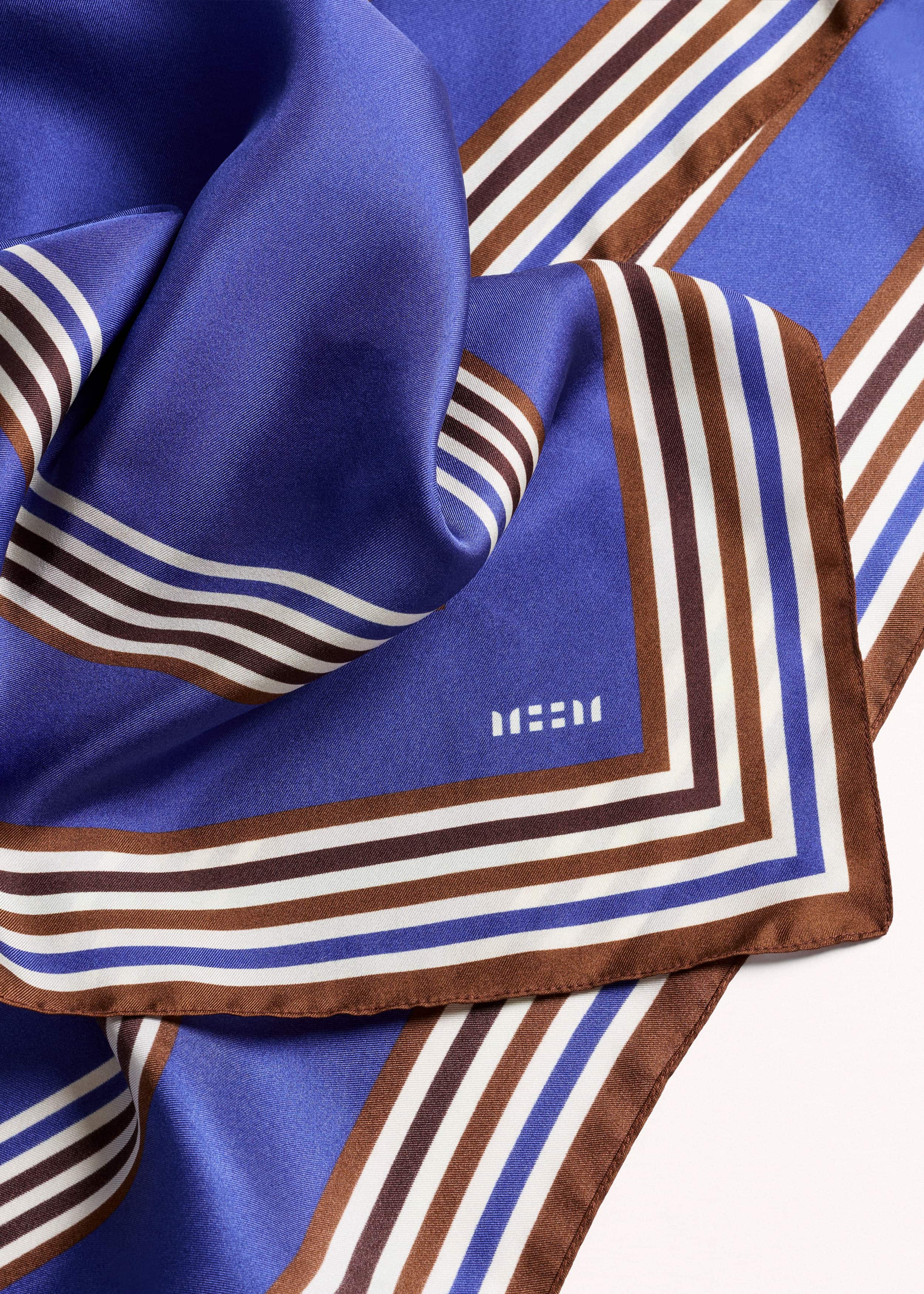 Blue Striped Silk Multi-Border Scarf meandem