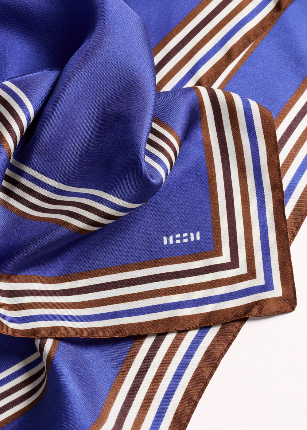 Blue Striped Silk Multi-Border Scarf meandem