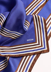 Blue Striped Silk Multi-Border Scarf meandem