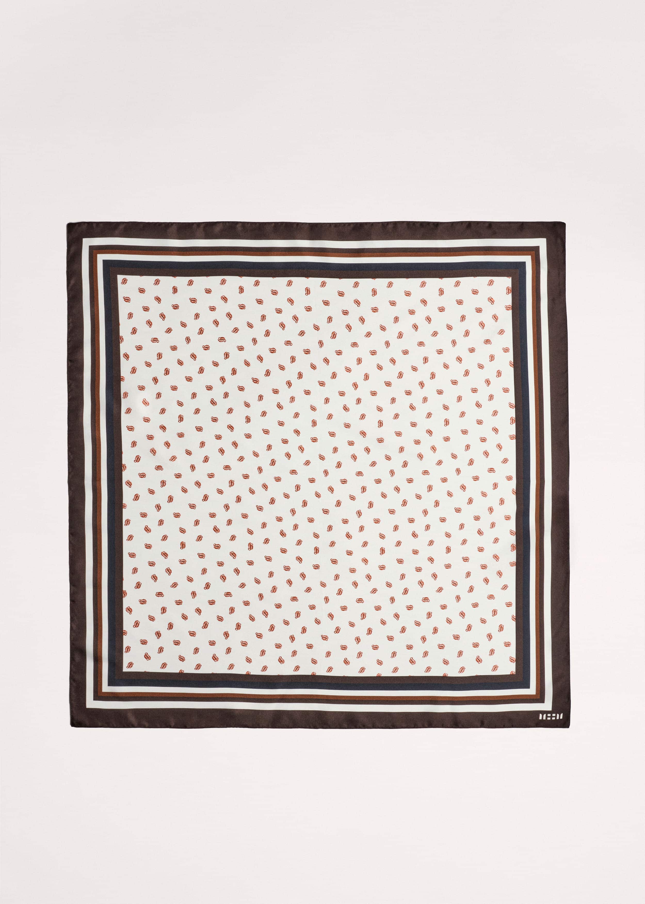 Cream Spaced Paisley Print Silk Scarf meandem