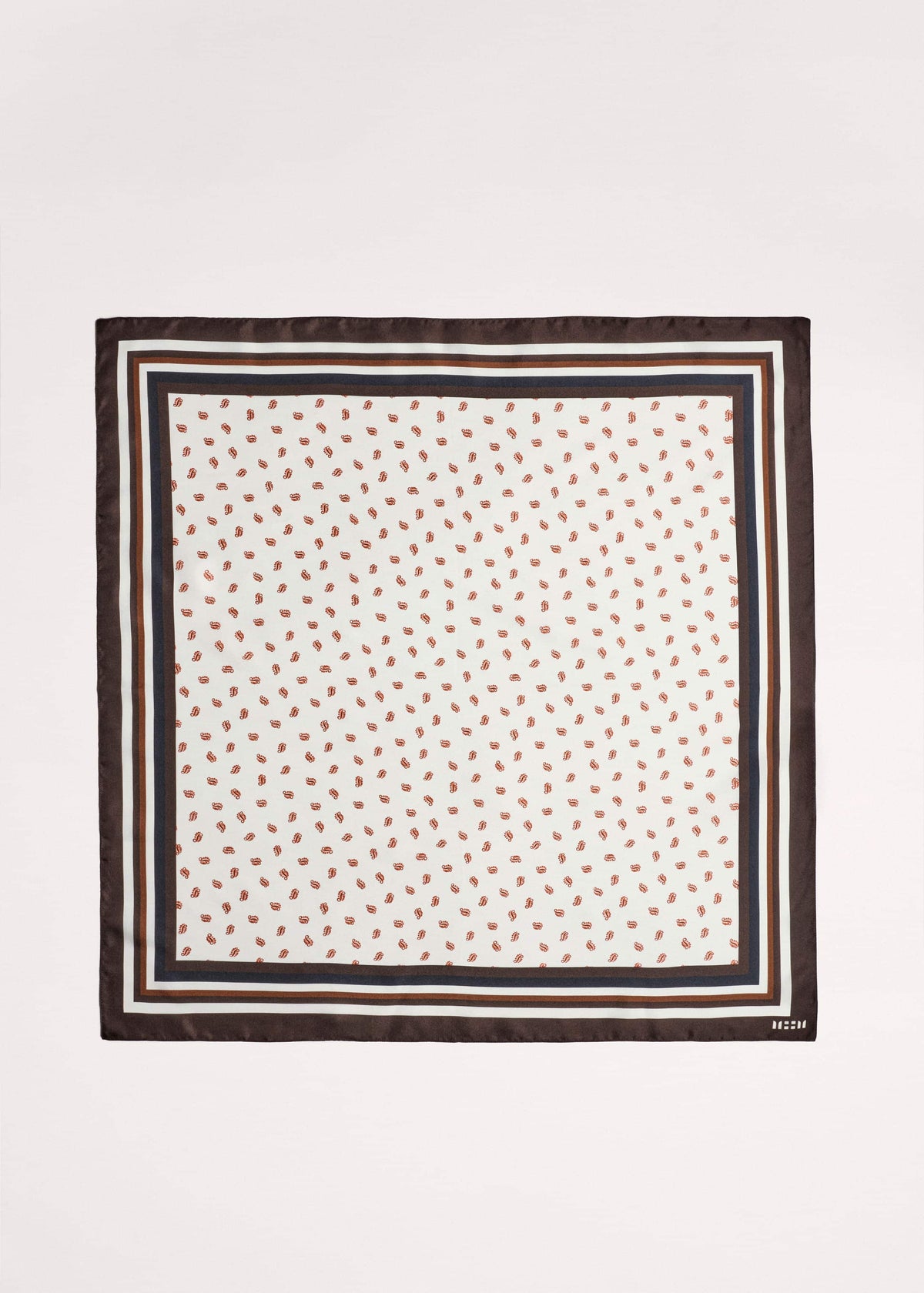 Cream Spaced Paisley Print Silk Scarf meandem
