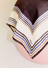 Brown Striped Silk Multi-Border Scarf meandem
