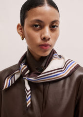 Brown Striped Silk Multi-Border Scarf meandem