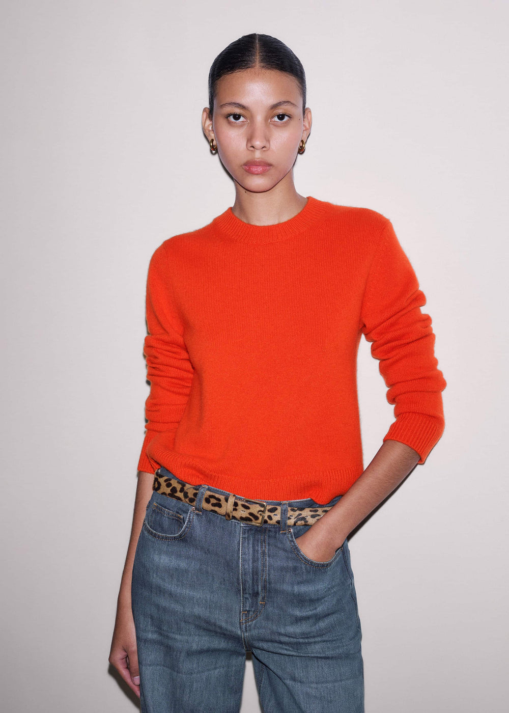 Orange Cashmere Triangle Knit Scarf meandem