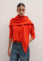 Orange Cashmere Triangle Knit Scarf meandem
