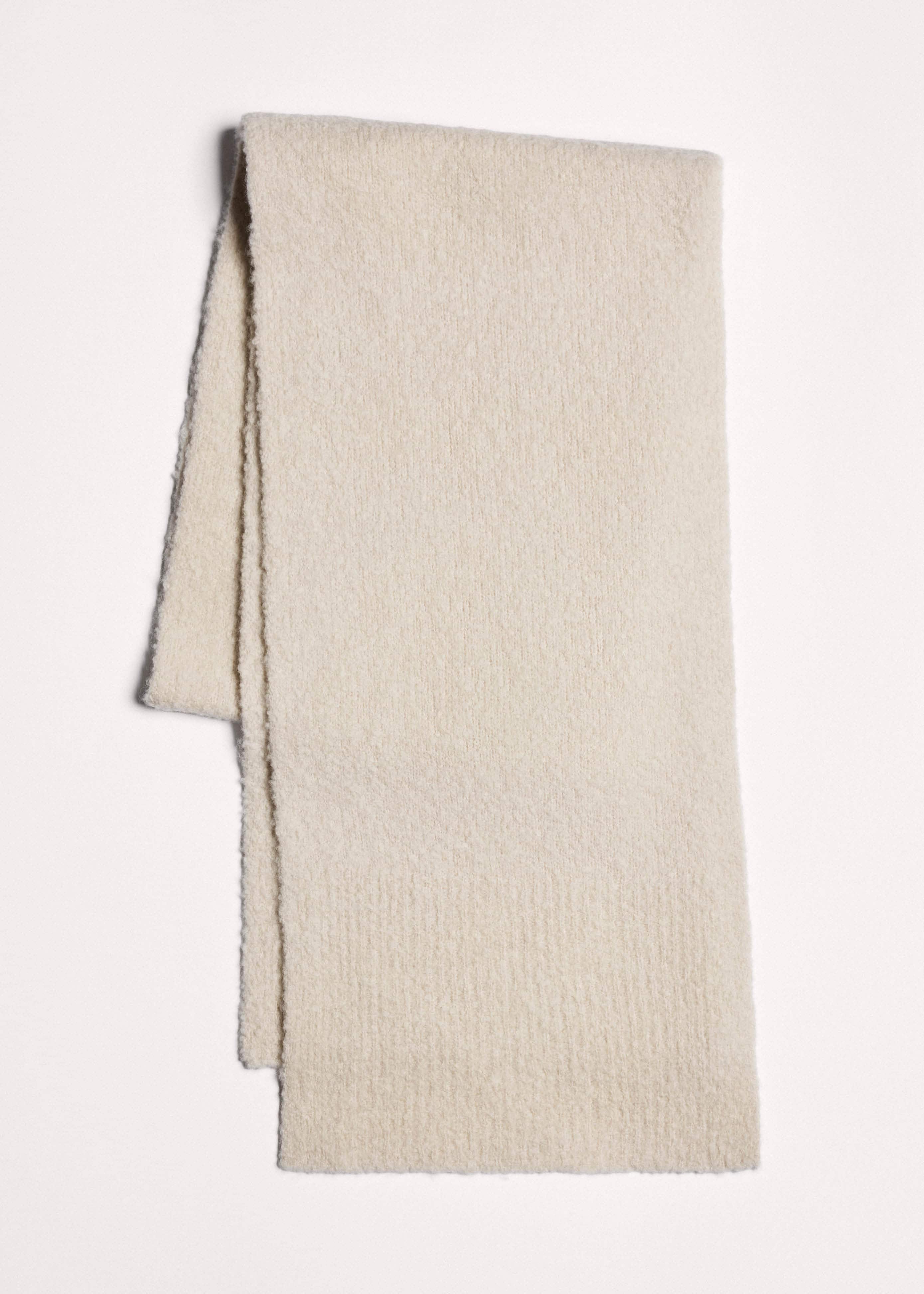 Oatmeal Merino Wool Bouclé Knit Scarf meandem