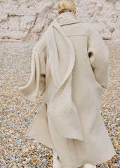 Oatmeal Merino Wool Bouclé Knit Scarf meandem