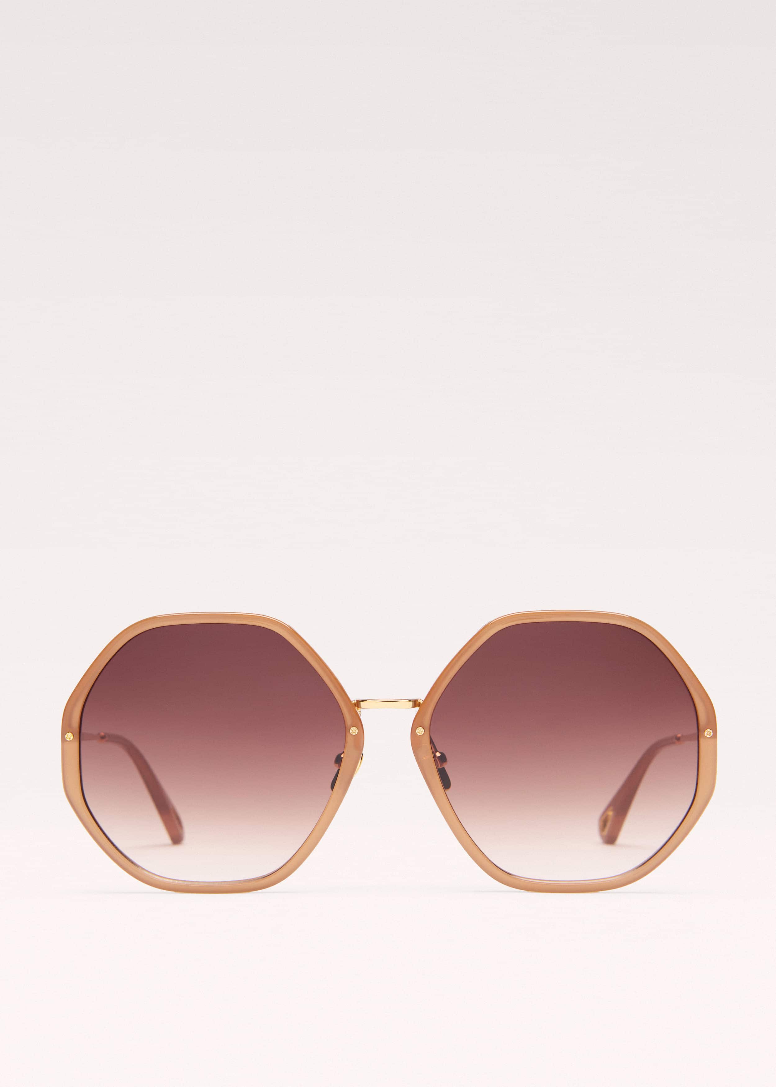 Smokey Nude Heptagonal Frame Sunglasses meandem