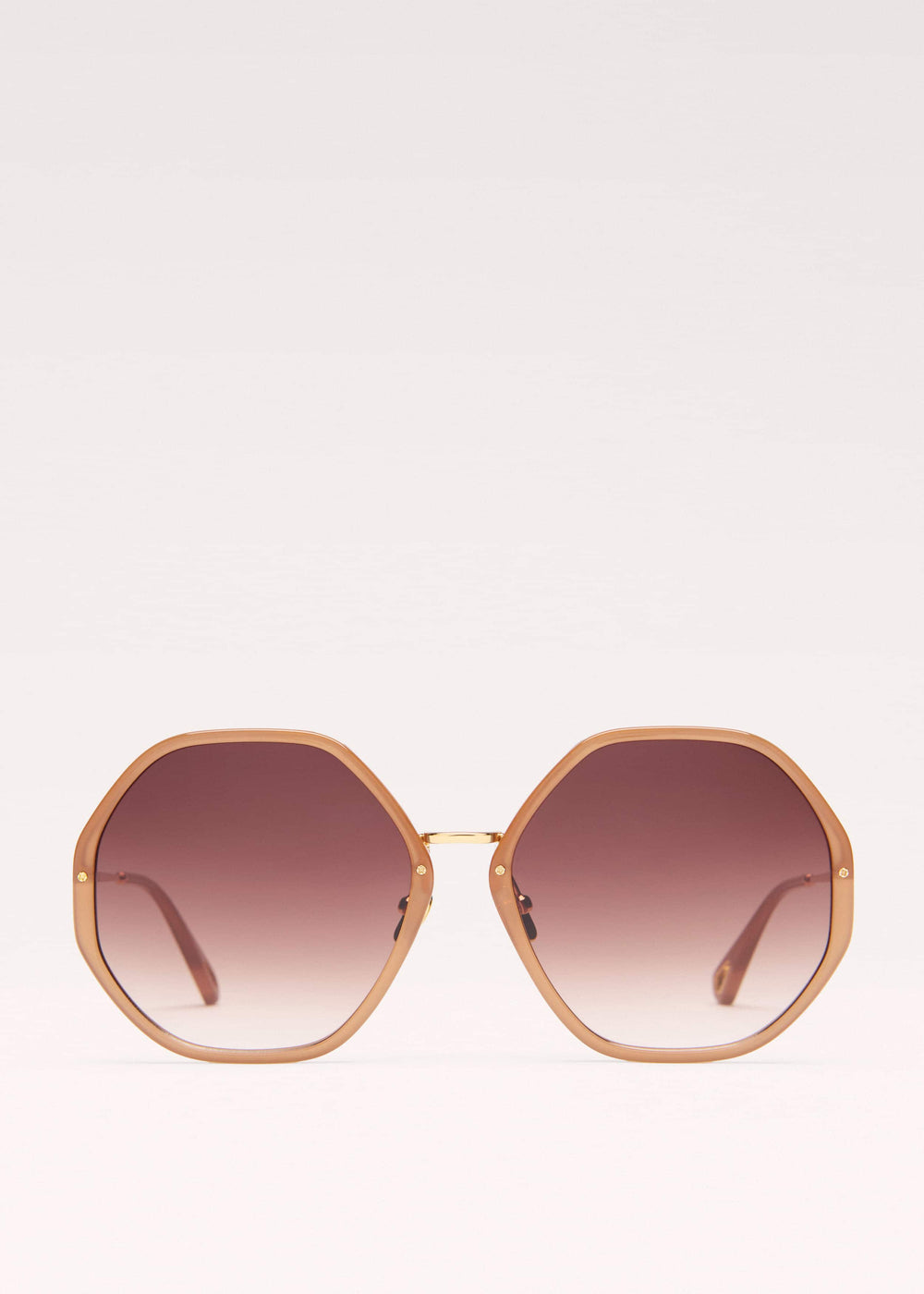 Smokey Nude Heptagonal Frame Sunglasses meandem
